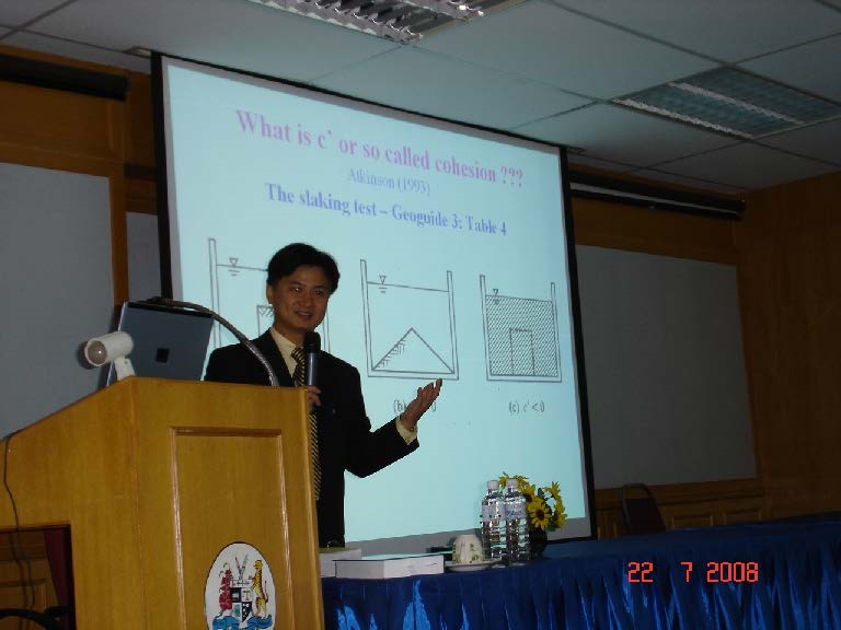 A 2-day short course on “Residual Soil Slope Engineering from Theory to Practice” conducted by Prof. Charles Ng in 2008.