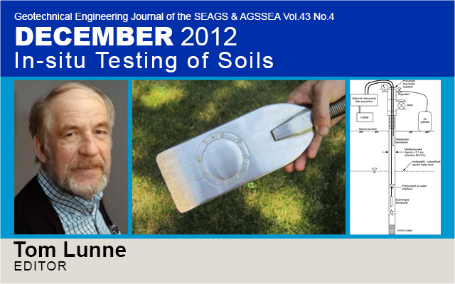 Vol. 43 No.4 December 2012: In-situ Testing of Soils / Edited by Tom Lunne and Don J. DeGroot