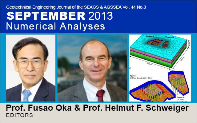Vol. 44 No.3 September 2013: SPECIAL ISSUE ON NUMERICAL ANALYSES / Edited by Prof. Fusao Oka & Prof. Helmut F. Schweiger