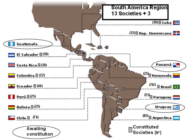 Figure 2. Societies in region and number of member of each one